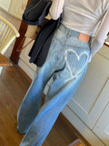 Bomve-Shay Heart Print Jeans