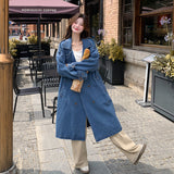 fall women's outfits Autumn and Winter Denim Coat Hooded Long-Sleeved Denim Shirt Single-Breasted Long Denim Trench Coat for Women