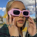 Bomve boh Small Square Wide Leg Hot Girl Sunglasses Fashion Women's Sunglasses Personality Retro Jelly Color Glasses