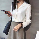 2000s fashion Autumn New Women's Suit Collar Chiffon Shirt Women's Long-Sleeved Shirt Solid Color Bottoming Shirt Top