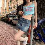 Bomve dress to impress outfits American Retro Hot Girl Low Waist Skirt Sheath Short a Skirt 2024 Stretch Denim Skirt Skirt