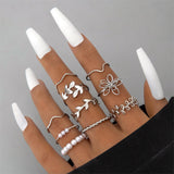 Christmas Thanksgiving Gifts Light Luxury Simple Cross Diamond Multi-Piece Ring Personalized Love Hollow Ten-Piece Ring