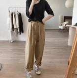 tomboy outfit Simple Casual Pants for Women Spring and Autumn New Loose plus Size Slimming Trousers Elastic High Waist Cotton Harem Pants for Women