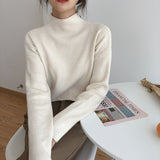 Solid Color Half Turtleneck Sweater for Women 2024 Autumn and Winter New Soft Glutinous Slim Slimming Loose Warm Knitted Bottoming Shirt 