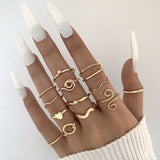 Christmas Thanksgiving Gifts Light Luxury Simple Cross Diamond Multi-Piece Ring Personalized Love Hollow Ten-Piece Ring