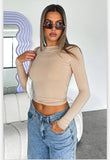 Women's Street Style 2024 Spring and Autumn Women's New Solid Color round Neck Slim Bottoming Shirt Long Sleeve T-shirt Top