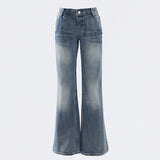 y2k American Retro Low Waist Hot Girl Flared Pants Versatile Slimming Mop Straight Jeans Women 