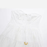 dress Women's Spring Women's New Party Dress White Wrapped Chest Lace Dress