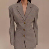 2000s fashion 2024 Autumn New Fashion Elegant Slim Houndstooth Texture Suit Jacket British Style