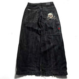 90s Harajuku style streetwear Loose Jeans Men's and Women's Vintage Embroidered Hip Hop Gothic Streetwear Jeans