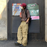 Bomve Y2K Men's Women's Street Style Outfits Japanese Vintage Vintage Overalls Men's and Women's Loose Outdoor Pants