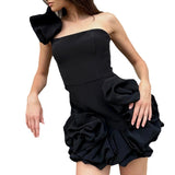 birthday outfit 24 Summer New Women's Dress Ruffled Flower Bud Waist-Tight Dress One-Shoulder Tube Top Hip Skirt