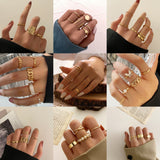 Christmas Thanksgiving Gifts Minimalist Golden Joint Ring Suit Ins Trendy Cold Wind Index Finger Ring Combination Rings