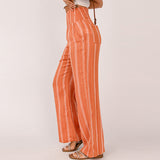 teacher outfits Shiying Summer New Striped Printed Casual Trousers Women's Retro High Waist All-Matching Straight Pants