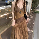 boho Mid-Ancient Sweetheart ~ Spring New Trendy New Chinese Retro Design V-neck Sling Dress Women's Slimming Dress