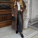 winter fits women 2024 Autumn and Winter Women's Vintage Overcoat Elegant Brown Lace-up Waist Long Coat