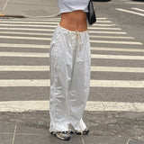 Bomve 2000s fashion 2024 Fashion New Hot Girl Street Wide-Leg Pants Woven Pants Loose Drawstring Street Style Women's Clothing