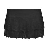 cupid costume Ballet Style Black Friday Christmas Thanksgiving Basic Solid Color High Waist Elastic Double Layer Lace Cake Skirt Girl Sexy Slimming Dance Miniskirt Pants