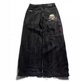 90s Harajuku style streetwear Loose Jeans Men's and Women's Vintage Embroidered Hip Hop Gothic Streetwear Jeans