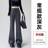 Fall street style Gray Micro Flared Sports Pants for Women Spring and Autumn Casual Small Sweatpants