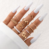 Christmas Thanksgiving Gifts Light Luxury Simple Cross Diamond Multi-Piece Ring Personalized Love Hollow Ten-Piece Ring