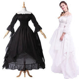 aesthetic halloween costumes Gorgeous Lace Flare Sleeve off-Neck Vintage Gothic Dress Prom Princess Dress