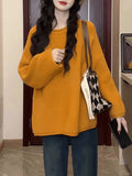 Autumn 2024 Korean Style Knitted Sweater Women's Loose Top Orange 