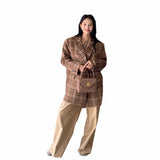 fall outfits women 24 Autumn and Winter Classic British Retro Plaid Cardigan Suit Long Wool Double-Sided Wool Coat