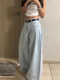 college outfits Japanese Style New Design Versatile Slimming High Waist Pleated Loose Wide Leg Jeans Women's Casual Trousers