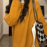 Autumn 2024 Korean Style Knitted Sweater Women's Loose Top Orange 