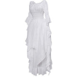 aesthetic halloween costumes Gorgeous Lace Flare Sleeve off-Neck Vintage Gothic Dress Prom Princess Dress