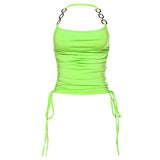 2000s fashion Personalized Fluorescent Green Chain Halter Women's Vest