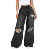 Fall street style idea Women's OOTD Womens Ripped '90s Boyfriend Jeans-Dark Blue