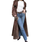 winter fits women 2024 Autumn and Winter Women's Vintage Overcoat Elegant Brown Lace-up Waist Long Coat