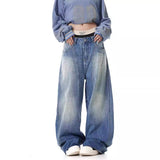 y2k American-Style Retro Washed Lightning Pattern Deconstruction Machete Jeans Men's and Women's Loose Three-Dimensional Cut Profile Banana Pants