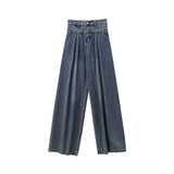 90s streetwear Women American Retro Washed High Waist Loose Wide Leg Jeans 