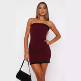 birthday outfit 2024 New Women's Clothing Ins Trend Summer Zipper Lace Fashion Bag Arm Tube Top off Shoulder Dress