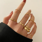 Christmas Thanksgiving Gifts Minimalist Golden Joint Ring Suit Ins Trendy Cold Wind Index Finger Ring Combination Rings