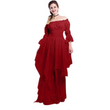 aesthetic halloween costumes Gorgeous Lace Flare Sleeve off-Neck Vintage Gothic Dress Prom Princess Dress