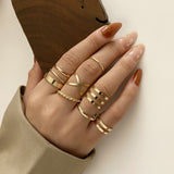 Christmas Thanksgiving Gifts Minimalist Golden Joint Ring Suit Ins Trendy Cold Wind Index Finger Ring Combination Rings