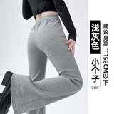 Fall street style Gray Micro Flared Sports Pants for Women Spring and Autumn Casual Small Sweatpants