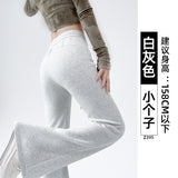 Fall street style Gray Micro Flared Sports Pants for Women Spring and Autumn Casual Small Sweatpants