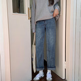 2000s Fashions High Waist Wide Leg Jeans Loose Slimming Autumn Retro Korean Style 