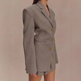 Bomve 2000s fashion 2024 Autumn New Fashion Elegant Slim Houndstooth Texture Suit Jacket British Style