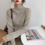 Solid Color Half Turtleneck Sweater for Women 2024 Autumn and Winter New Soft Glutinous Slim Slimming Loose Warm Knitted Bottoming Shirt 