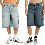 y2k outfits 2024 Summer New Street Hipster Ordinary Washed Workwear Women's Denim Straight Middle Pants