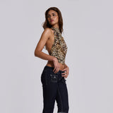 2000s fashion Women's street style Leopard Print Halter Bottoming Vest for Top for Women