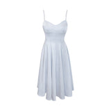 white dress Ladies Gentle Style Banquet Dress Diamond Chain Satin Strap Dress Women's New Waist Slimming Long Dress