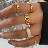 Christmas Thanksgiving Gifts Minimalist Golden Joint Ring Suit Ins Trendy Cold Wind Index Finger Ring Combination Rings