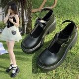 Christmas Thanksgiving Black Friday 2024 Winter Retro Casual High Heel Shallow Mouth Mary Jane Single-Layer Shoes with Buckle Thick Sole Height Increasing Leather Shoes